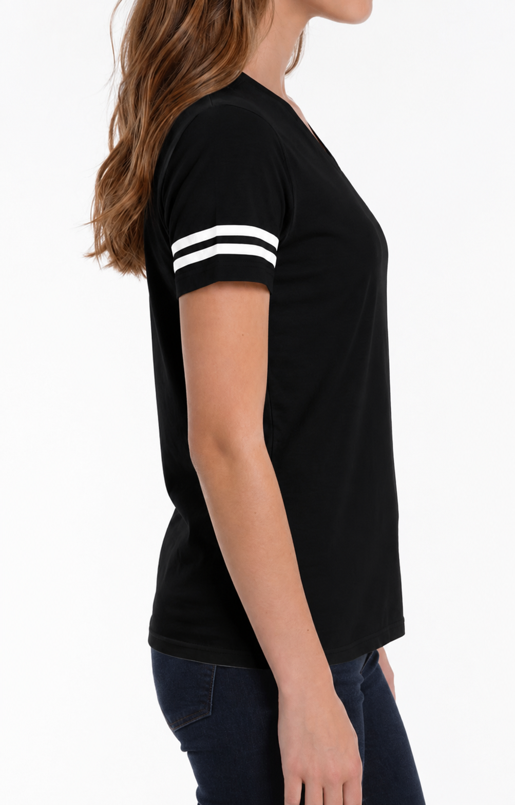 1433 - Women's Varsity with Stripes Tee