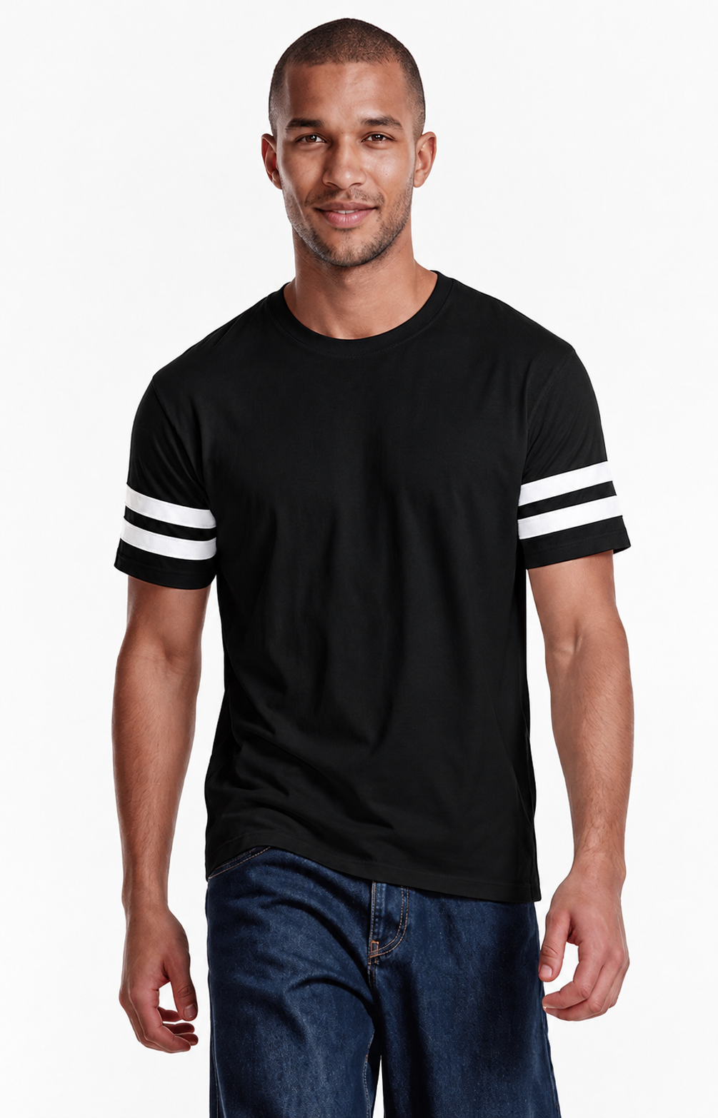 2430 - Men's CVC Stripe Varsity T-shirt