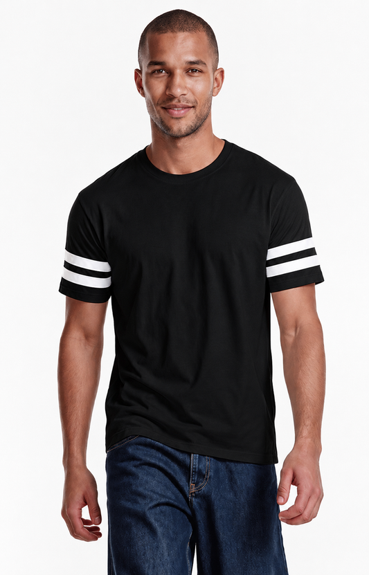 2430 - Men's CVC Stripe Varsity T-shirt