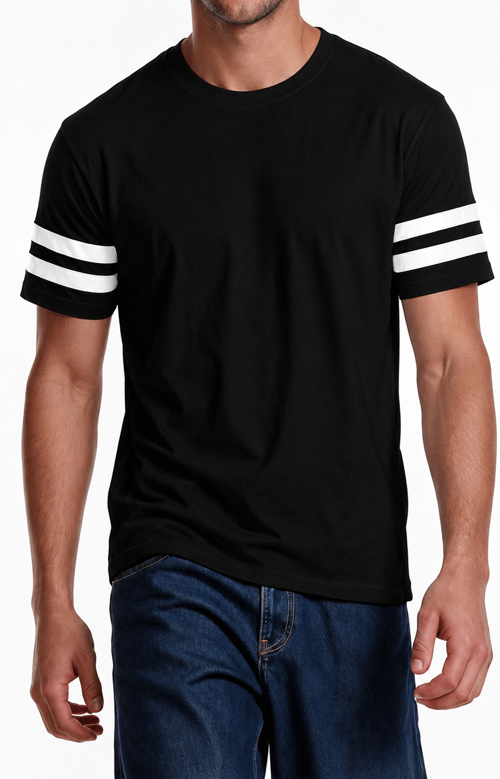 2430 - Men's CVC Stripe Varsity T-shirt
