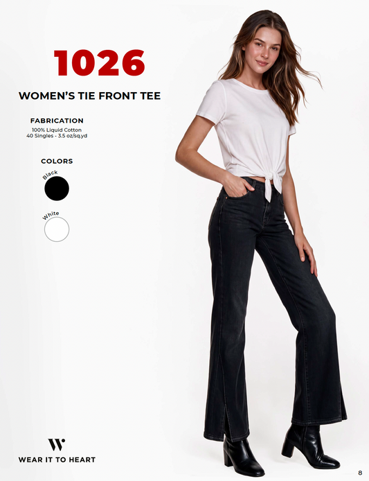 1026 - Women's Cotton Tie Front Tee