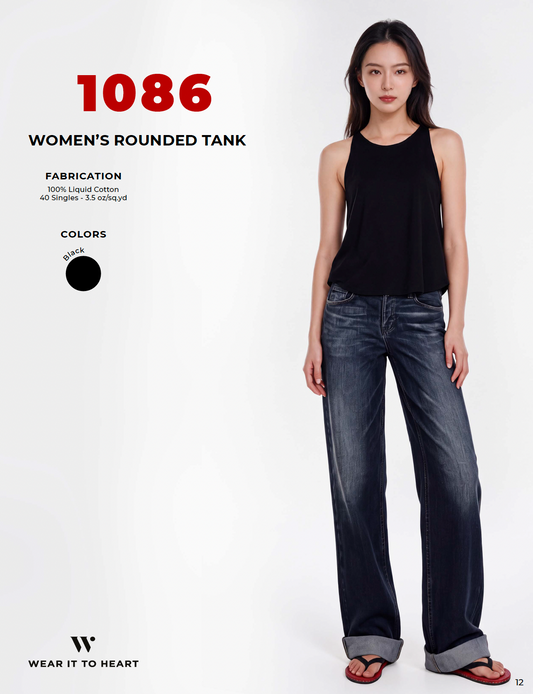 1086 - Women's Cotton Rounded Tank