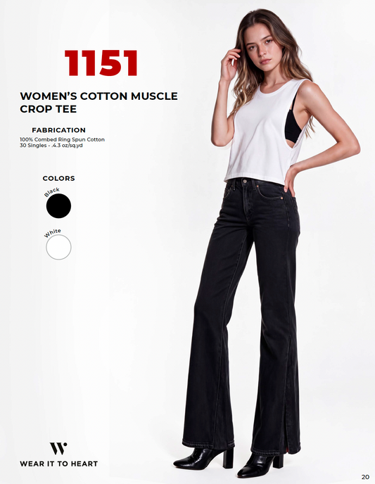 1151 - Women's Cotton Muscle Crop Tee