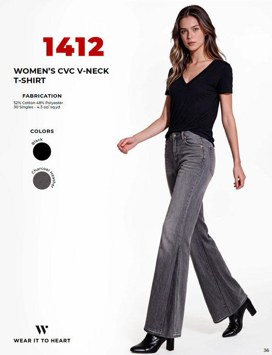 1412 - Women's CVC V-Neck T-shirt