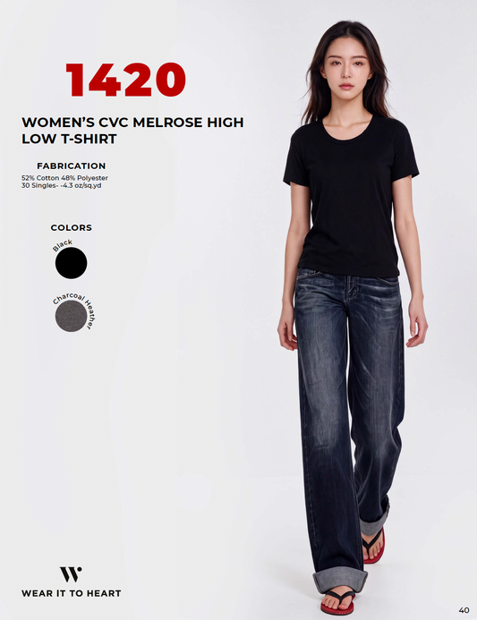 1420 - Women's CVC Melrose High Low T-shirt