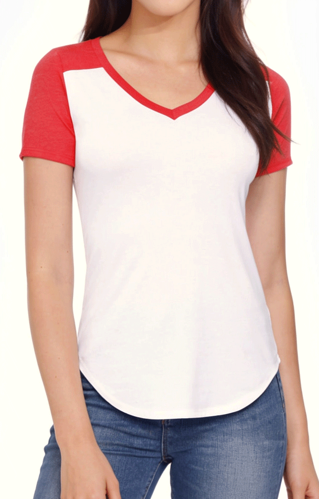 1432 - Women's CVC Varsity V-Neck T-shirt