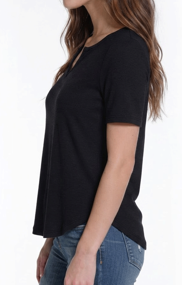 1422 - Women's CVC Slit V Neck