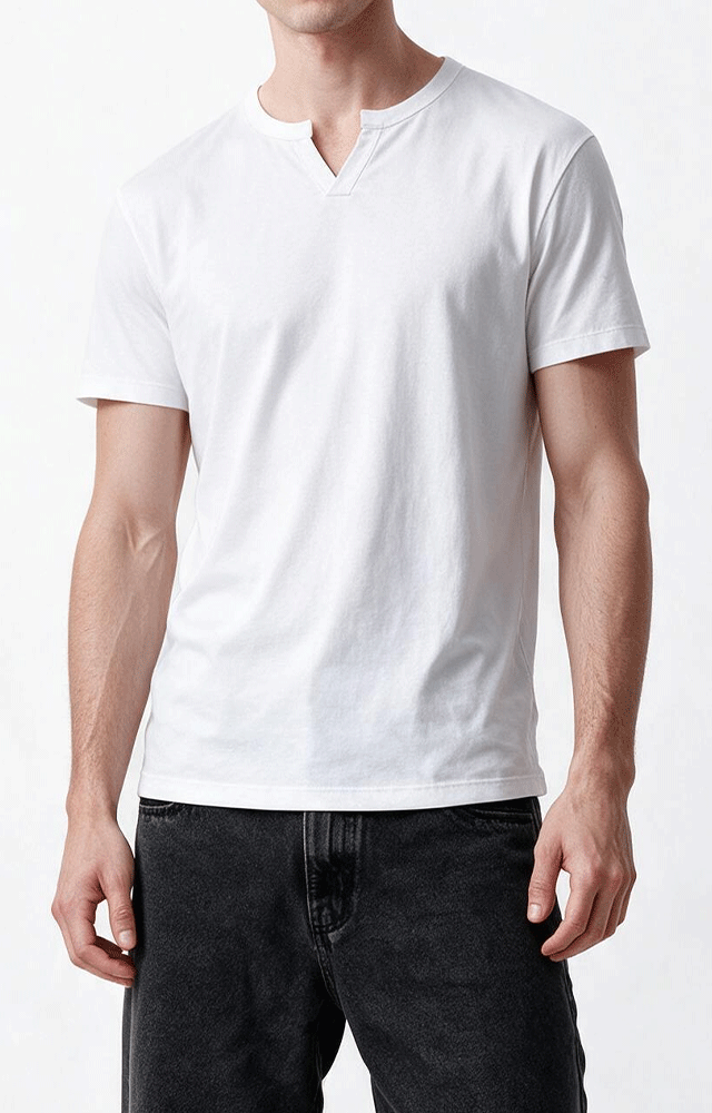 2422 - Men's Slit V-Neck