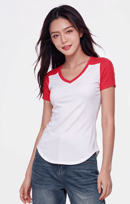 1432 - Women's CVC Varsity V-Neck T-shirt